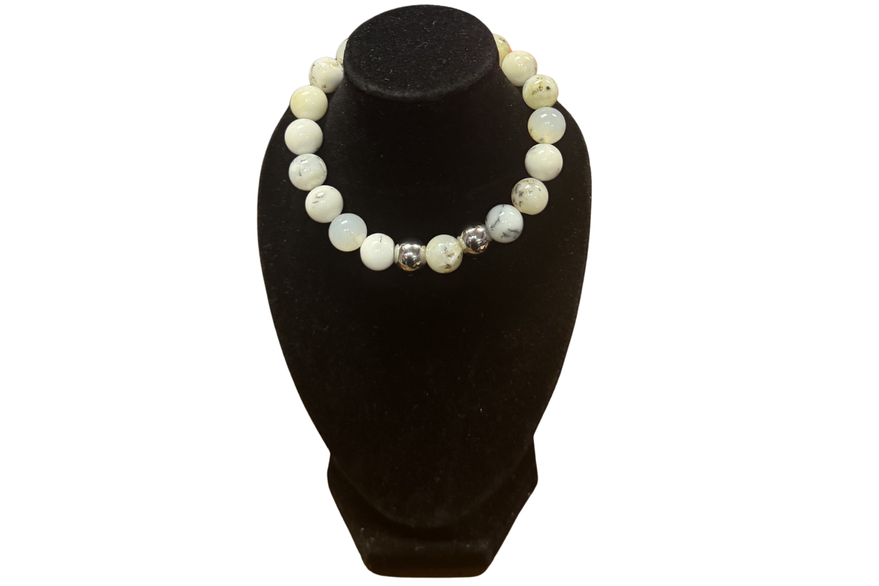 Jewelry white marble & silver necklace
